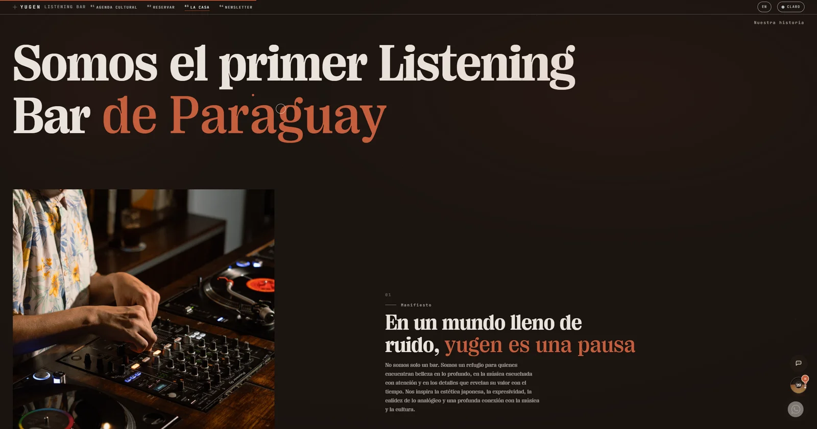 YUGEN LISTENING BAR — PÁGINA CON AGENDAMIENTO DE RESERVAS
